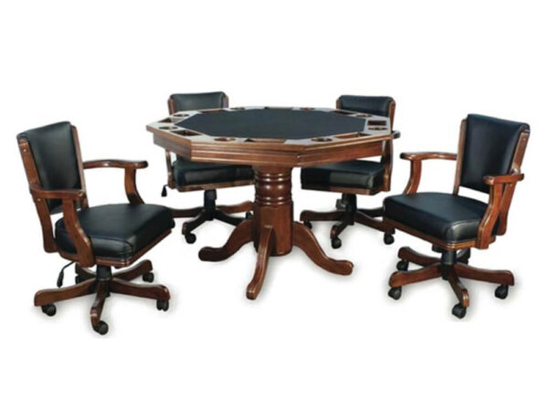 poker table with chairs set